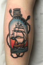 Traditional ship in a bottle #tradicionaltattoo #traditional #traditionaltattoo #neotraditional #oldschooltattoo #ship #shiptattoo #cooltattoo 