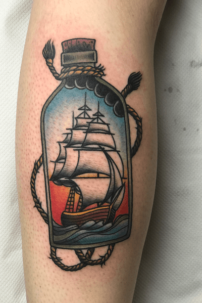 Traditional ship in a bottle #tradicionaltattoo #traditional #traditionaltattoo #neotraditional #oldschooltattoo #ship #shiptattoo #cooltattoo 