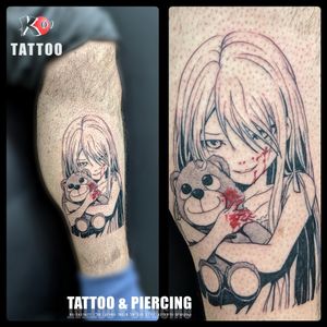 We had a lot of fun making this tattoo!Inked by the very talented @grobovsky0405for more info and to schedule appointment please PM us or call 09-7421677#animegirl #manga #tattooartists #blackwork #colorful #tattoolife #girls #teddybear #instalike