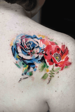 #watercolor #rose #poppy #tattoo #london #northlondontattoo #abstract #art @bartt inst. @bartt_tattoo