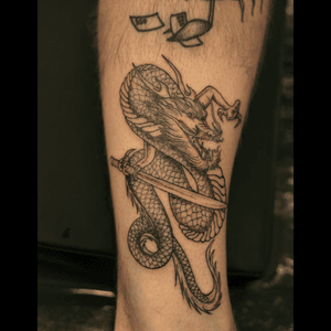 Detailed dragon on the calf