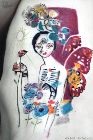 #fairytale #tattooartist #butterfly #butterflytattoo #inkedgirl #bartt #london #londontattooconvention #watercolor #ribs #colorful 