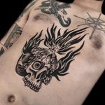 Tattoo by Austin Maples #AustinMaples #mementomoretattoos #mementomori #death #dying #skull #RIP