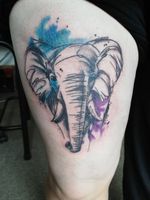 Elephant watercolor tattoo done by myself. #candyinktattoos #mypassion #tattooart 