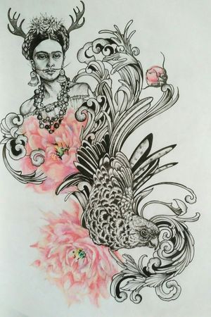 Frida artwork #Frida, #tattooflash, #tattooartist, #tattooarm, #tattooart, #tattooed, #inkedup, #ink , #tattoosketchbook 