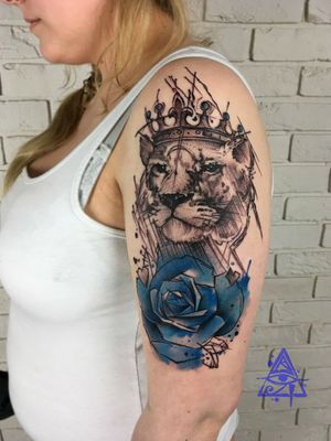 Mix of styles#alexkonti #tattoosketch #watercolor #watercolortattoo #gdansk #gdynia #gdańsk #sopot #trojmiasto #tatuaz #lion #rose 