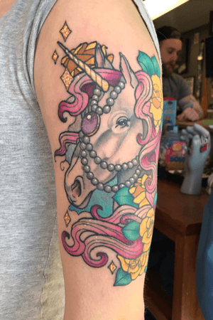 Custom coloured unicorn project - left arm 