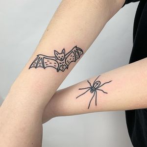 Tattoo by The Magic Rosa #TheMagicRosa #battattoos #bat #animal #dracula #vampire #nature #night #illustrative #linework #minimal #simple #spider