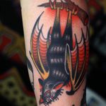 Tattoo by Mick Gore #MickGore #battattoos #bat #animal #dracula #vampire #nature #night #traditional #color