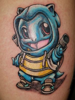 New school squirtle done with my Fantom using an Eikon power supply, Elite Cartridge, and World Famous Ink. Done at my shop in Santaquin Utah Body Heaven Tattoo 
