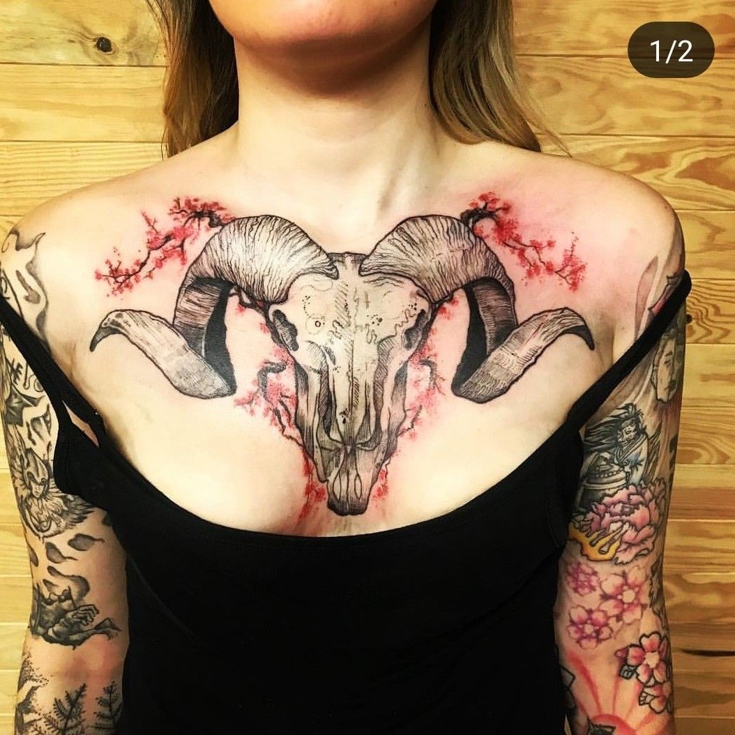 50 Goat Skull Tattoo Designs For Men  Manly Ink Ideas
