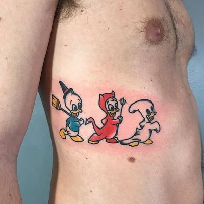 Tattoo by Berly Boy #BerlyBoy #birdtattoos #birdtattoo #birds #bird #feathers #wings #flying #animal #nature #ducks #Disney #devil #ghost #witch #halloween #cute #HueyDeweyandLewis #DonaldDuck