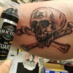 Try ou INKEEZE Ink Guard,  It didn't amazing job healing up this blacking grew school that I rocked out with my Bishop rotary