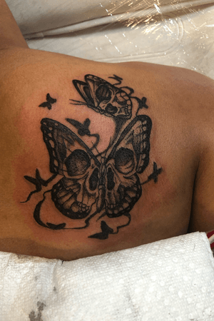Skull butterfly #tattoo #tattoodo #tattoos #ink #tattooed #inked #tattooart #art #tattooartist #tattooing #me #tattooist #tattooer #tattoostyle #tattoodesign #tattoolife #tattoolove #tattoomodel #tattooink #blackwork #tattooideas #tatuagem #tattooworkers #artist #tat #inkedup #blacktattoo #blackandgrey #blackandgreytattoo #bhfyp