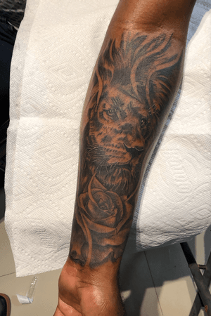 Lion with rose #tattoo #tattoodo #tattoos #ink #tattooed #inked #tattooart #art #tattooartist #tattooing #me #tattooist #tattooer #tattoostyle #tattoodesign #tattoolife #tattoolove #tattoomodel #tattooink #blackwork #tattooideas #tatuagem #tattooworkers #artist #tat #inkedup #blacktattoo #blackandgrey #blackandgreytattoo #bhfyp