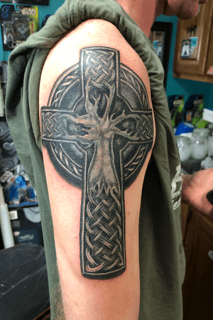 Celtic cross with the tree of life intergraded 