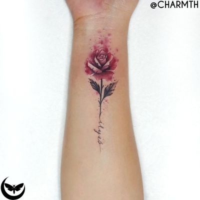 "To see a World in a Grain of Sandand a Heaven in a Wild Flower,Hold Infinity in the palm of your handand Eternity in an hour."a custom rose for Jem#rosetattoos #rosetattoo #rose #blackandred #firsttattoo #charmth #dainty #feminine #smalltattoos #minitattoos #flowers #welove #tattoodo #microtattoo #small #delicate #cute #wrist #first #floral #feminine
