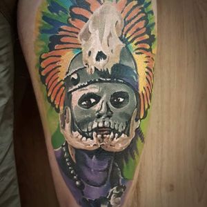 "Call of Xolotl"🌘 Really enjoyed doing this #aztec #warrior 💀 Thank you @lovingthemuffin 🖤 #MrWhiteSnakeTattoo #worldfamousink #tattoosocial #Bakutattoo #tattoouk #art #tattoo #inked #ink #tatuaz #portsmouth #southamptontattoo #southampton #krakow #poland #hampshiretattoo #tattooed #tattoos #tattooartist #design #tattoodesign #tattooidea #aztecwarrior #skull #headdress #xolotl #aztectattoo #warriortattoo