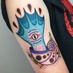 Psychedelic tattoo by Winston the Whale #WinstontheWhale #GoodStuffTattoo #tattooart #fineart #newschooltattoo #traditionaltattoo #colortattoo #psychedelic #folkart #popart #snail #surreal #eye