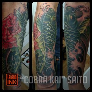 Koi fish by Cobra Kai at Legend Ink Email for appointments CobraKai@Legendink.com