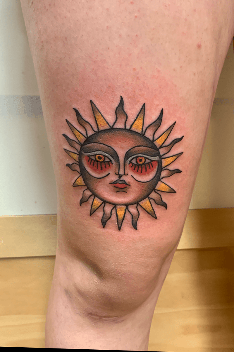 Tattoo uploaded by Erik Portillo • TRADITIONAL SUN TATTOO ☀️💥🔥 • Tattoodo