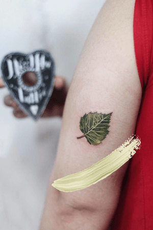 Brich leaf as a part of couple tattoos🍃