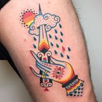 Psychedelic tattoo by Winston the Whale #WinstontheWhale #GoodStuffTattoo #tattooart #fineart #newschooltattoo #traditionaltattoo #colortattoo #psychedelic #folkart #popart #hamsa #eye #sword #sun