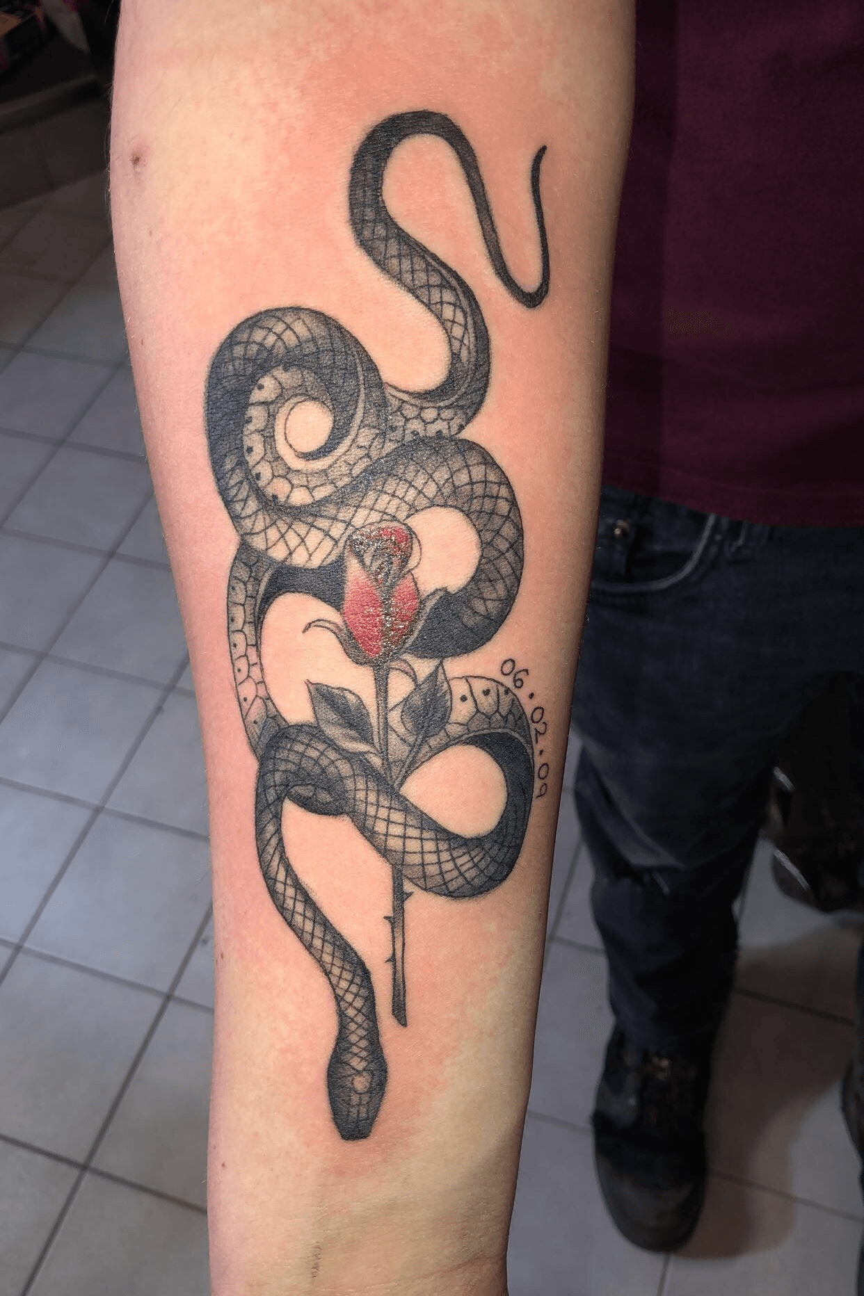Tattoo uploaded by Dominik Latawiec • Tattoo with a catholic meaning. Snake represents Adam & Eve and the flower is the garden of Eden • Tattoodo