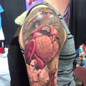 Owl tattoo by Jesse Smith #JesseSmith #newschool #creature #owl