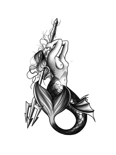 🧜‍♀️🔱 • @ancoranegratatuaria • #blackandgrey #blackandgreytattoo #blackwork #blackworktattoo #blackworkers #ancoranegratatuaria #mermaid #sereia 
