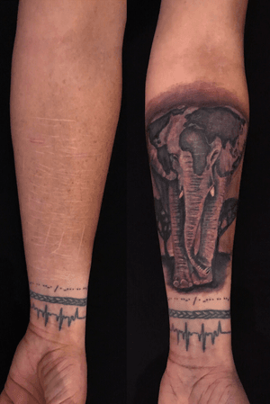 Covering scars first sitting with @travelwithresa !#rashatattoo #coverupscars #coveruptattoo #coverup #scars #girlswithtattoos #girlwithtattoo #tattedgirls #elephanttattoo #elephant #wildlifetattoo #okanagan #okanagantattoo #okanaganlifestyle #penticton #pentictontattoo #pentictonartist