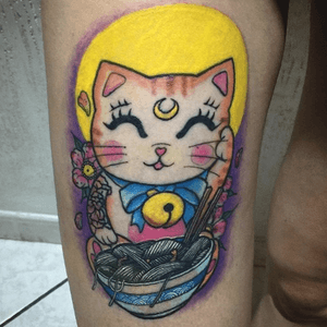 #japan#japanese#neotraditional#color#colorful#cat#bowl#ink#inked#girl