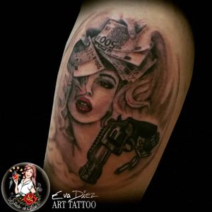 Uno de mis diseñosPide cita y hazte un tatuaje original y único#tattoo #ink #tattoostudio #art #bodyart #tattoodesign #portrait #blackandgrey  @evadiez_tattoo
