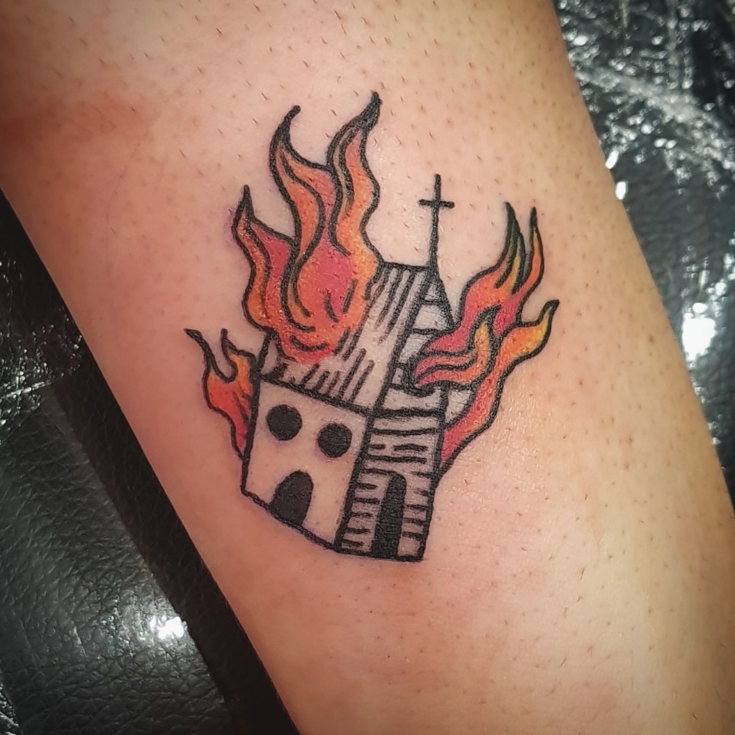 Tattoo uploaded by Memento Mori Tattoo Studio • #burnchurch #church  #churchtattoo #igreja #igrejatattoo • Tattoodo