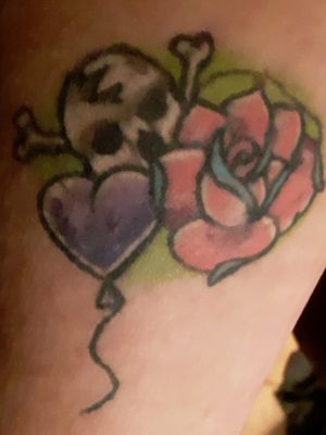 Skull Rose And purple heart