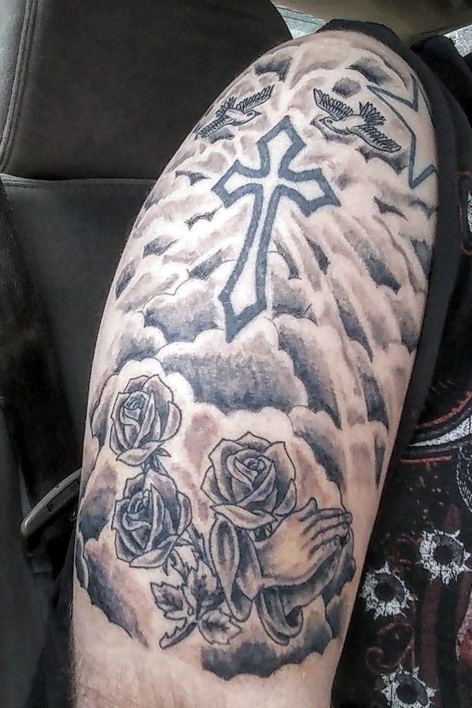 Matt Roe Tattoo  tattoo eagle mountains healed map compass sunrays  and clouds fresh halfsleevetattoo  Facebook