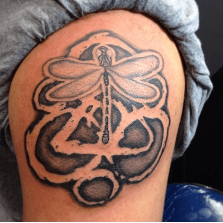 Coheed and Cambria Keywork Dragonfly Tattoo  Dragonfly tattoo Tattoos  Skull tattoo
