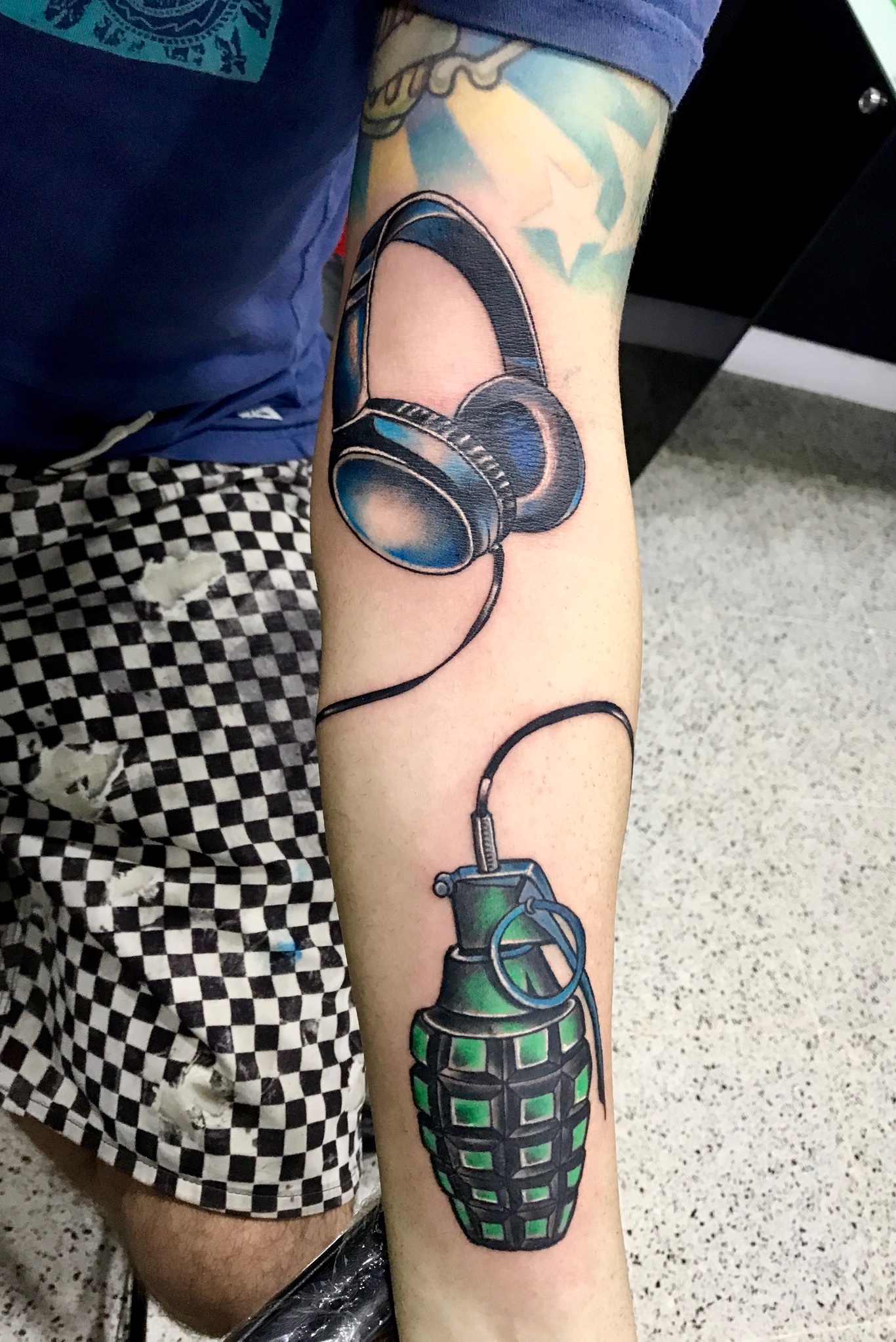 Grenade Exploding Tattoo