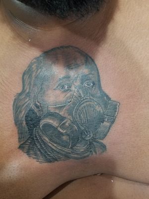 Benjamin Franklin gas mask tattoo