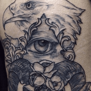 #revynove #eagle #eye #engravingeffect #tattoo #black #lines #detail #baroque #decoration #legtattoo #tattoomodel #model #likeaprintonskin