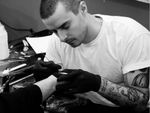 Portrait of tattoo artist Blame Max #BlameMax #handpoke #stickandpoke #nonelectric #linework #illustrative #fineline