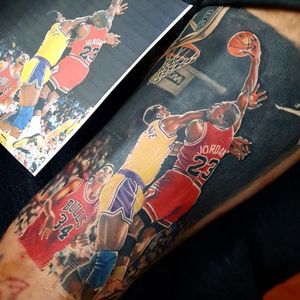 Michael Jordan on the back of the thigh
