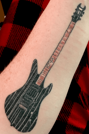 Forearm tribute piece - Brian Haner Jr. (AKA Synyster Gates, lead guitarist of Avenged Sevenfold) fretboard needs to be touched up a bit but overall I love it.  💀🦇