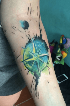 Compass tattoo abstract style