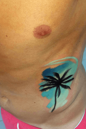 Palm tree tattoo in watercolor style