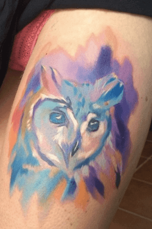 Owl tattoo painterly style