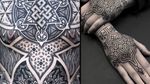 Tattoo on the left by Aries Rhysing and tattoo on the right by Clinton Lee #ClintonLee #AriesRhysing #geometrictattoos #geometric #sacredgeometry #sacredgeometrytattoo #pattern #line #linework #shapes #ornamental #dotwork