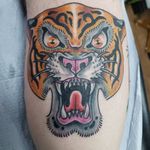 Got to do this angry sob tiger on my buddy the other day. #sob#tiger#tigertattoo#traditional#tattoo#traditionaltattoo#heispissed#gangstersparadise#partytime#victoriasecret#victoryinktattoo#victoryink#yourmom