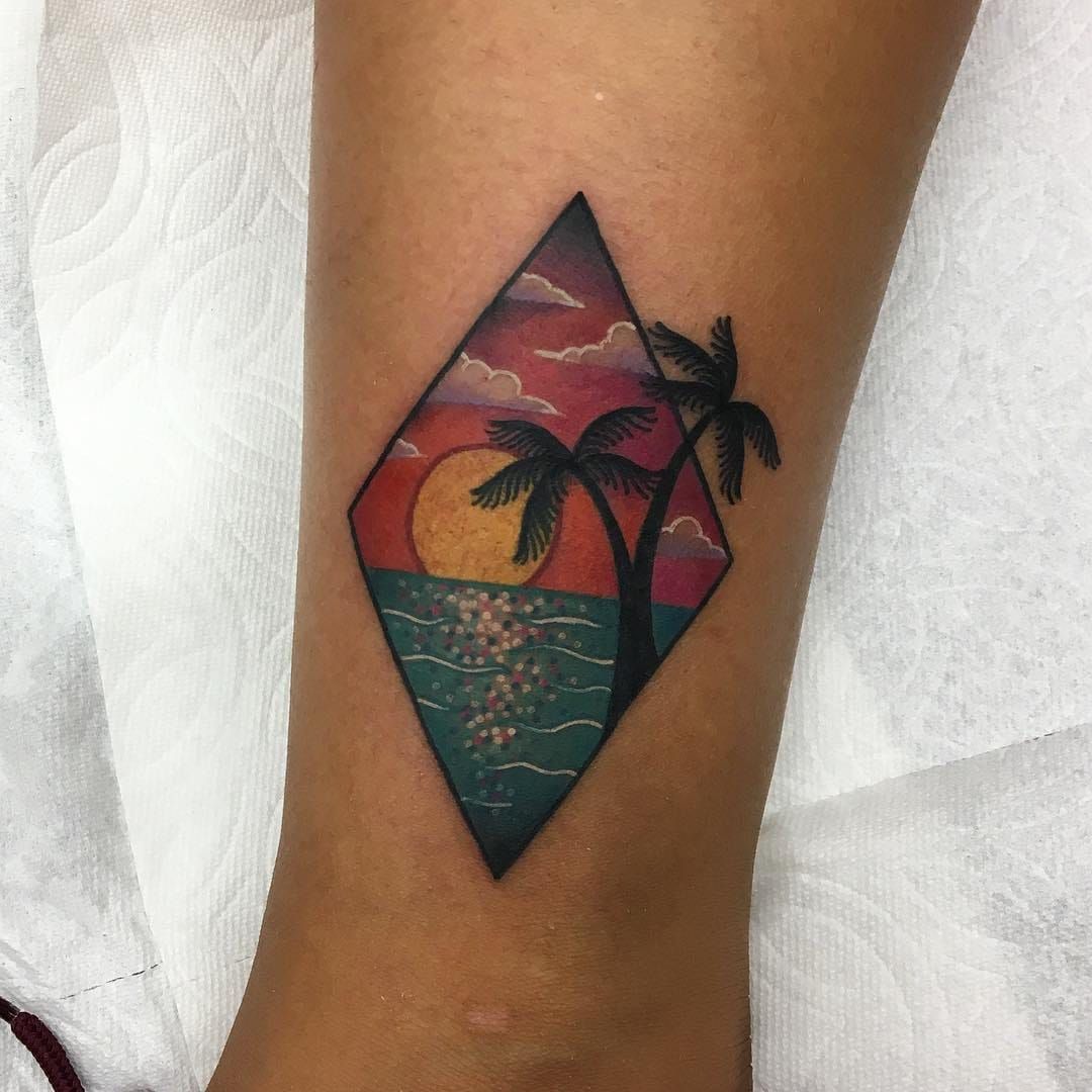 Beach Sunset tattoo by mimenez   Alchemists Valley  Facebook