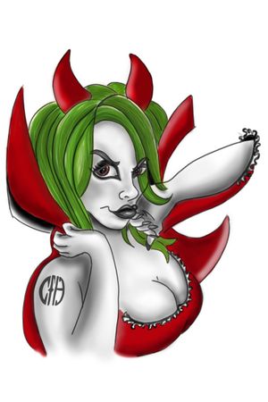 My version of Joe Capobianco's Devil Girl#newink #newschool #joecapobianco 